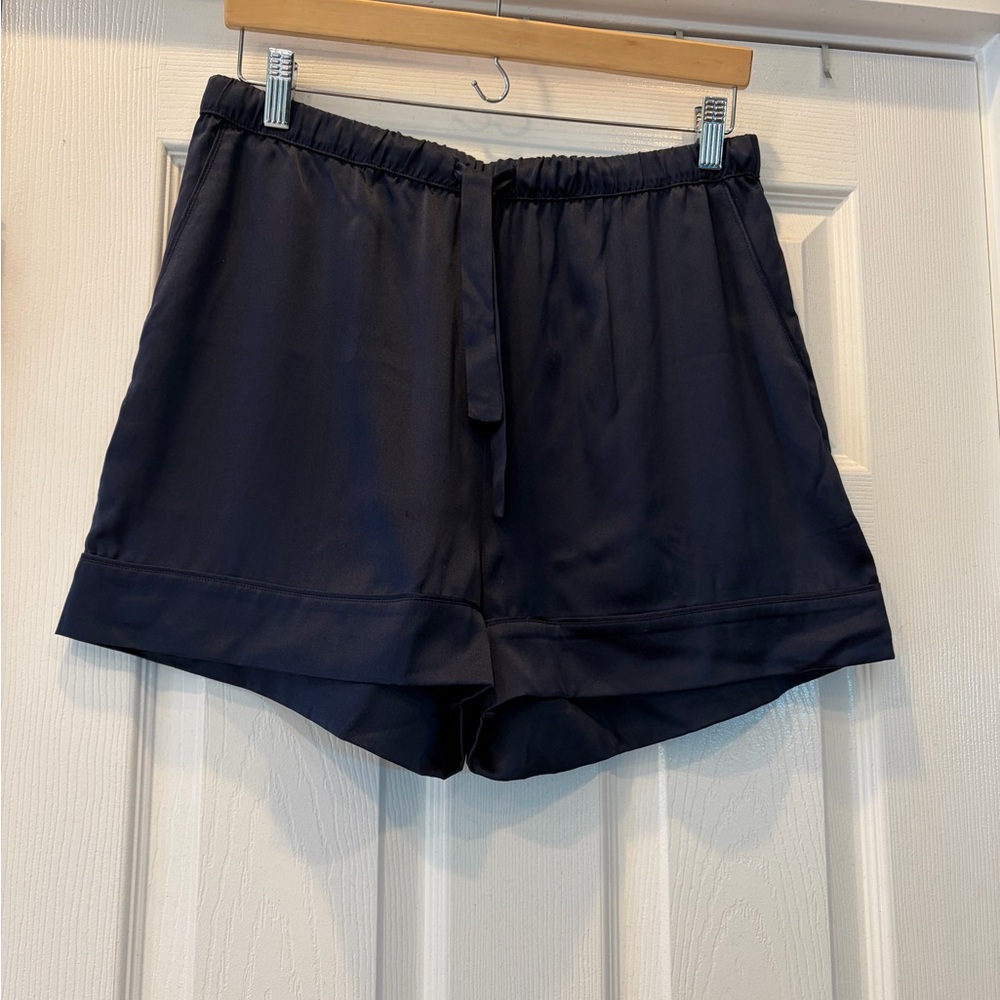 Cozy Earth Luxurious Navy 100% Silk Pajama Shorts